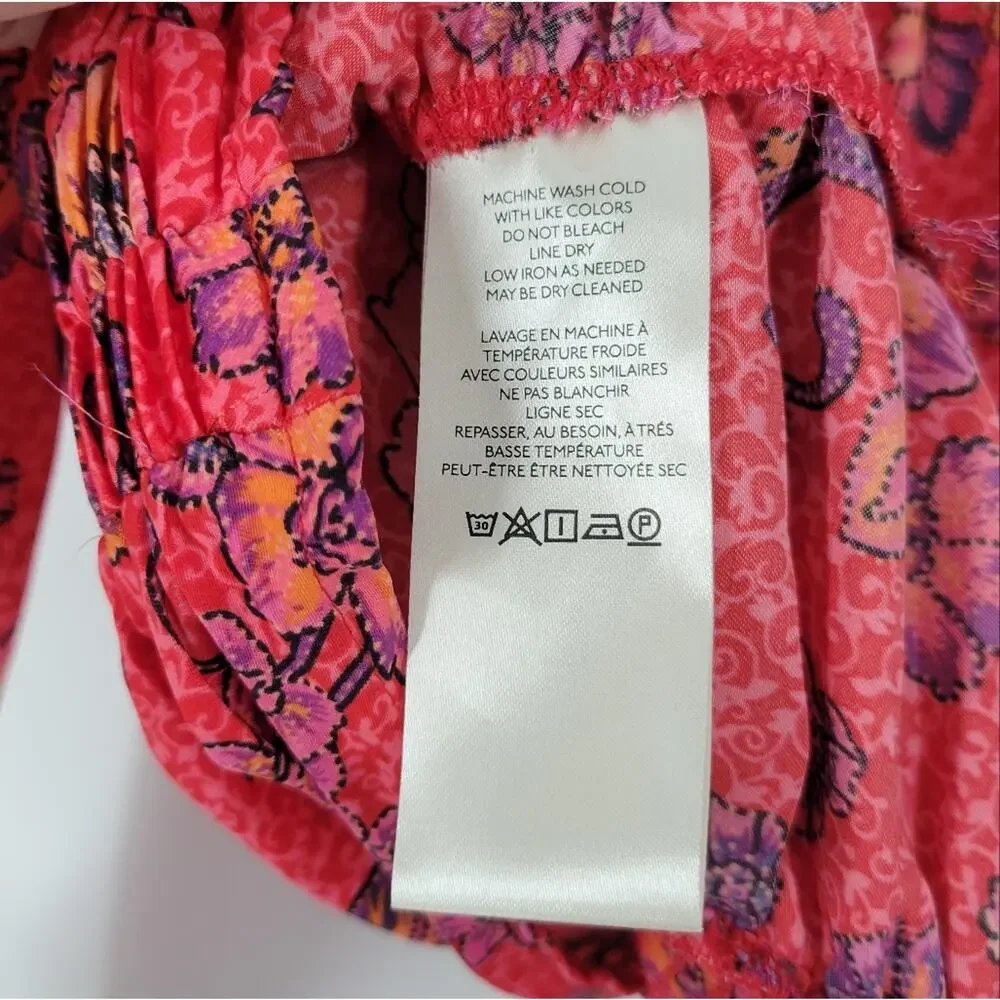 Free People Pink Floral I Got You Printed Long Sleeve Top S